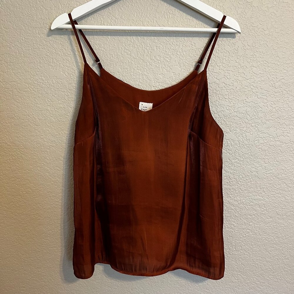A New Day Orange Sleeveless Satin Top Women Size S